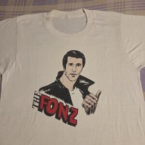 Vintage 70s The Fonz Happy Days Fonzie T Shirt Cotton Large Thumbs Up EUC Rare